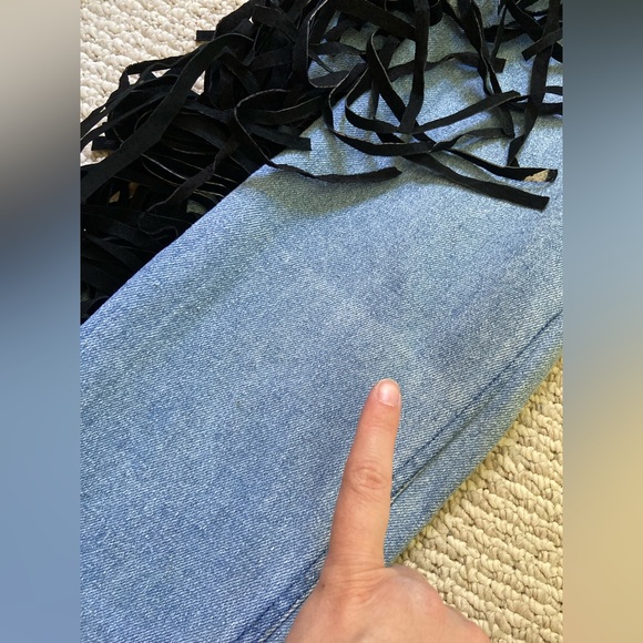 Seruchi Vintage High Waist Denim Jeans with Suede Fringe size 0 - Picture 6 of 10